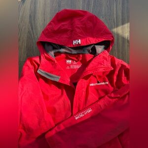 Helly Hansen Red Waterproof Hooded Rain Jacket